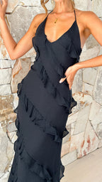 Draped Flowing Maxi Dress for Women