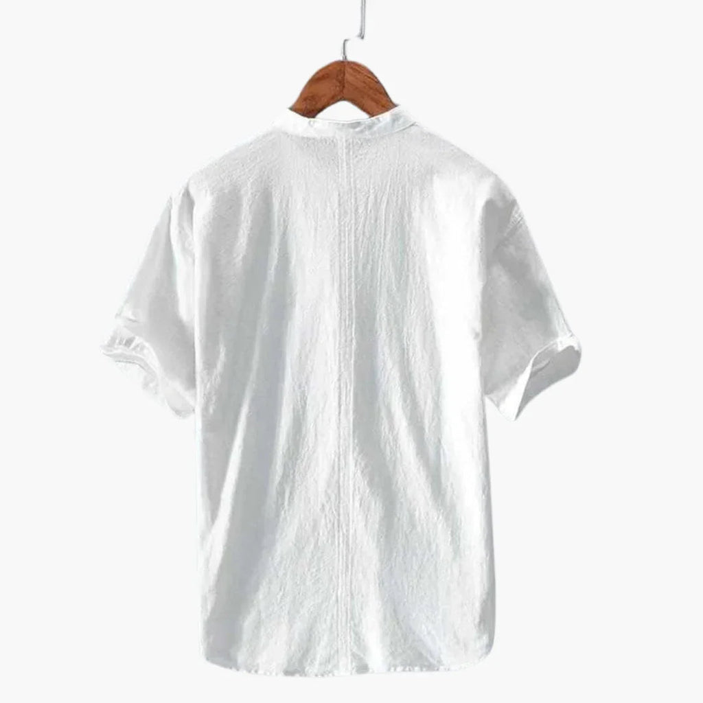 Men's Short-Sleeve Shirt with Stand-Up Collar for Summer Style