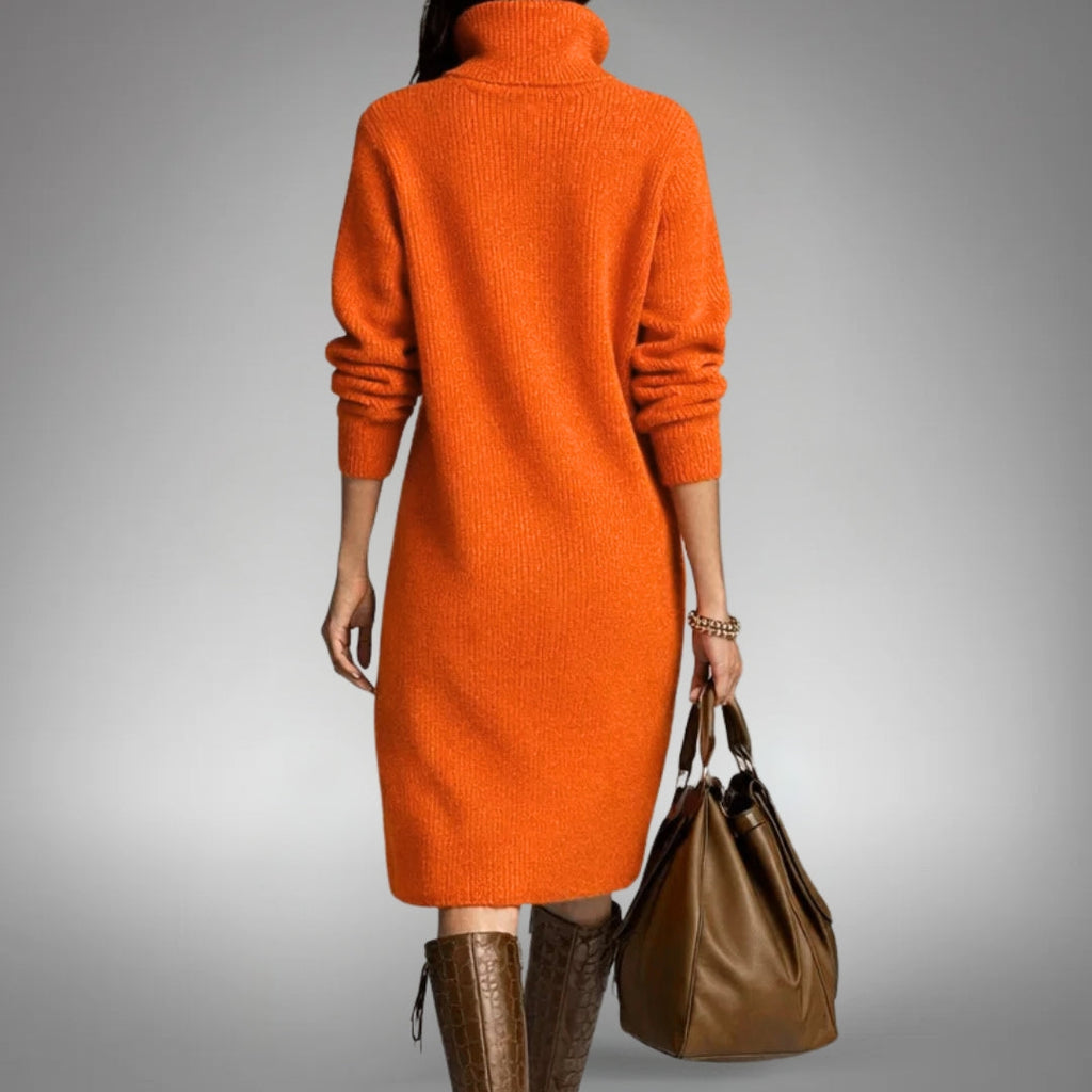Women's High Neck Midi Dress for Everyday Elegance