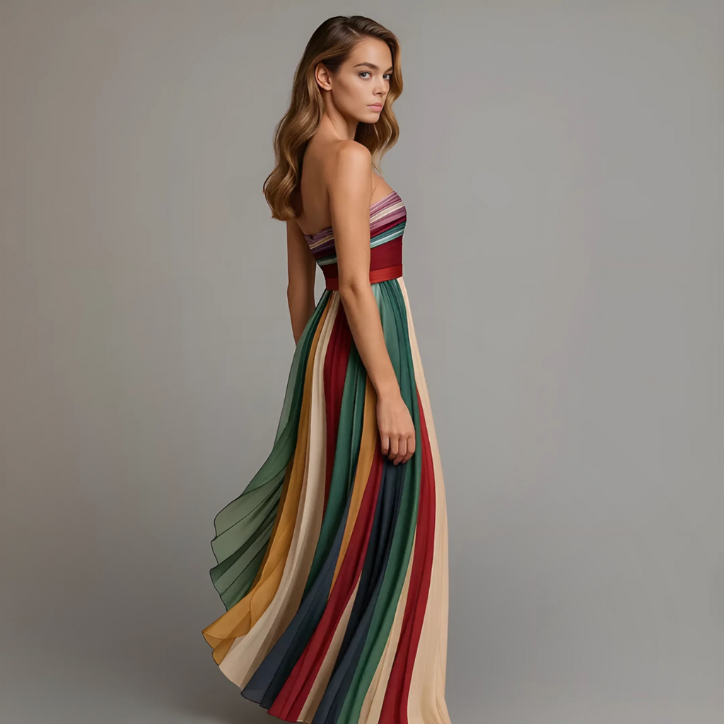 Strapless Pleated Maxi Dress for Effortless Everyday Elegance
