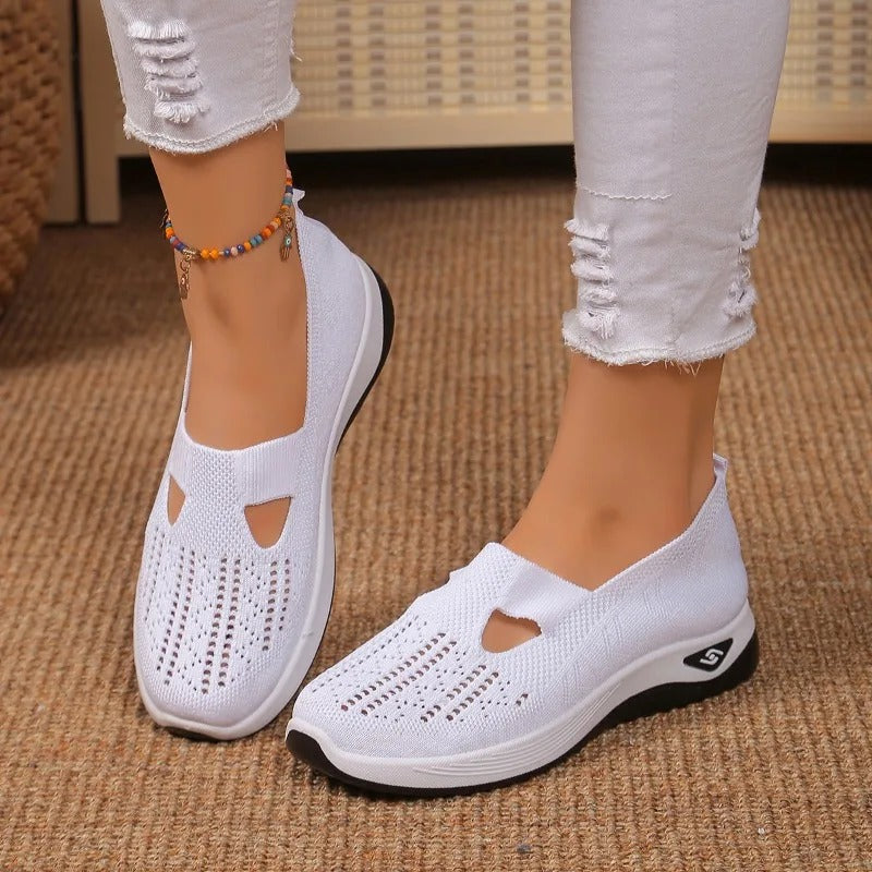 Women's Breathable Knitted Orthopaedic Slip-On Shoes with Cushioned Sole for All-Day Comfort