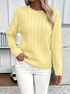 Women's Relaxed Fit Cable-Knit Jumper with Round Neck