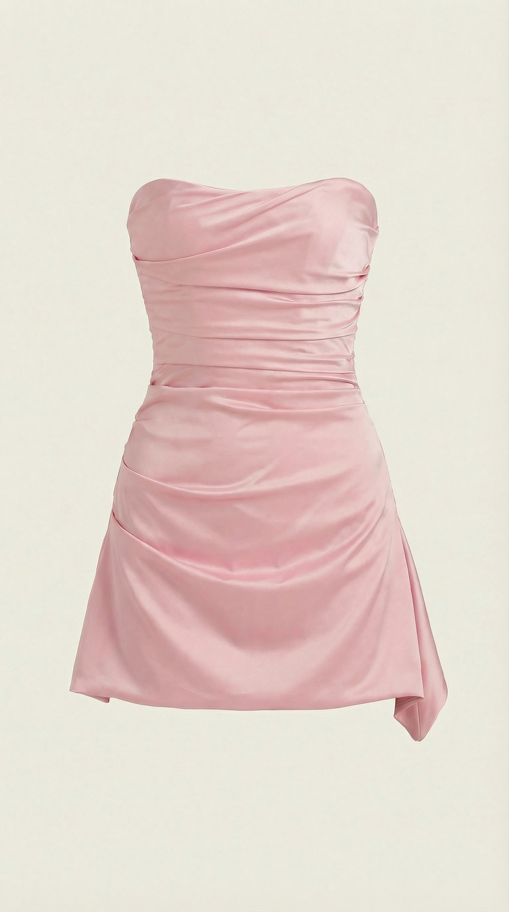 Strapless Bustier Short Dress for Women with Side Draping and Slit Detail