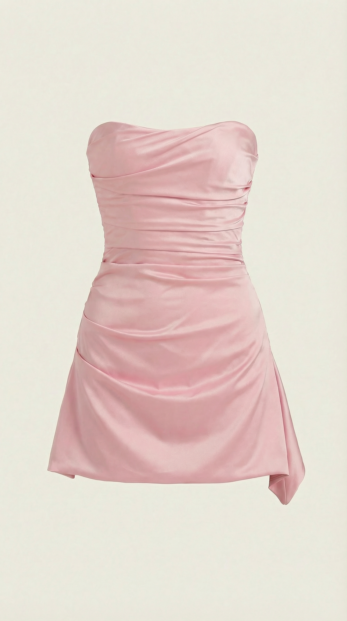 Strapless Bustier Short Dress for Women with Side Draping and Slit Detail