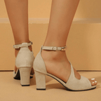 Women's Crossover Strap Block Heel Sandals with Ankle Strap