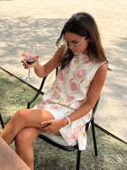 Women's A-Line Sleeveless Floral Summer Dress
