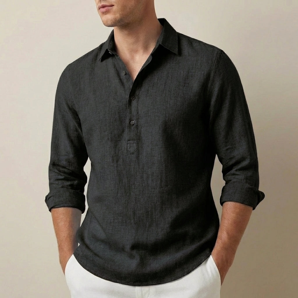 Men's Slim Fit Long Sleeve Collared Shirt for Everyday Wear