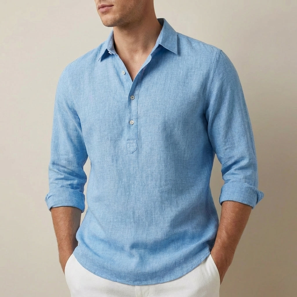 Men's Slim Fit Long Sleeve Collared Shirt for Everyday Wear
