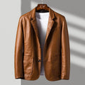 Men’s Tailored Vegan Leather Biker Jacket with Zip Front