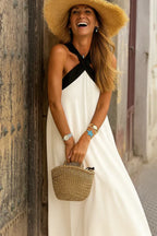 Breathable Elegant Crossed Maxi Dress for Effortless Style