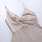 Women's Elegant V-neck Maxi Dress with Pleated Details