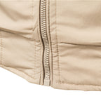 Men's Bomber Jacket with Full Zip Closure and Ribbed Stand Collar