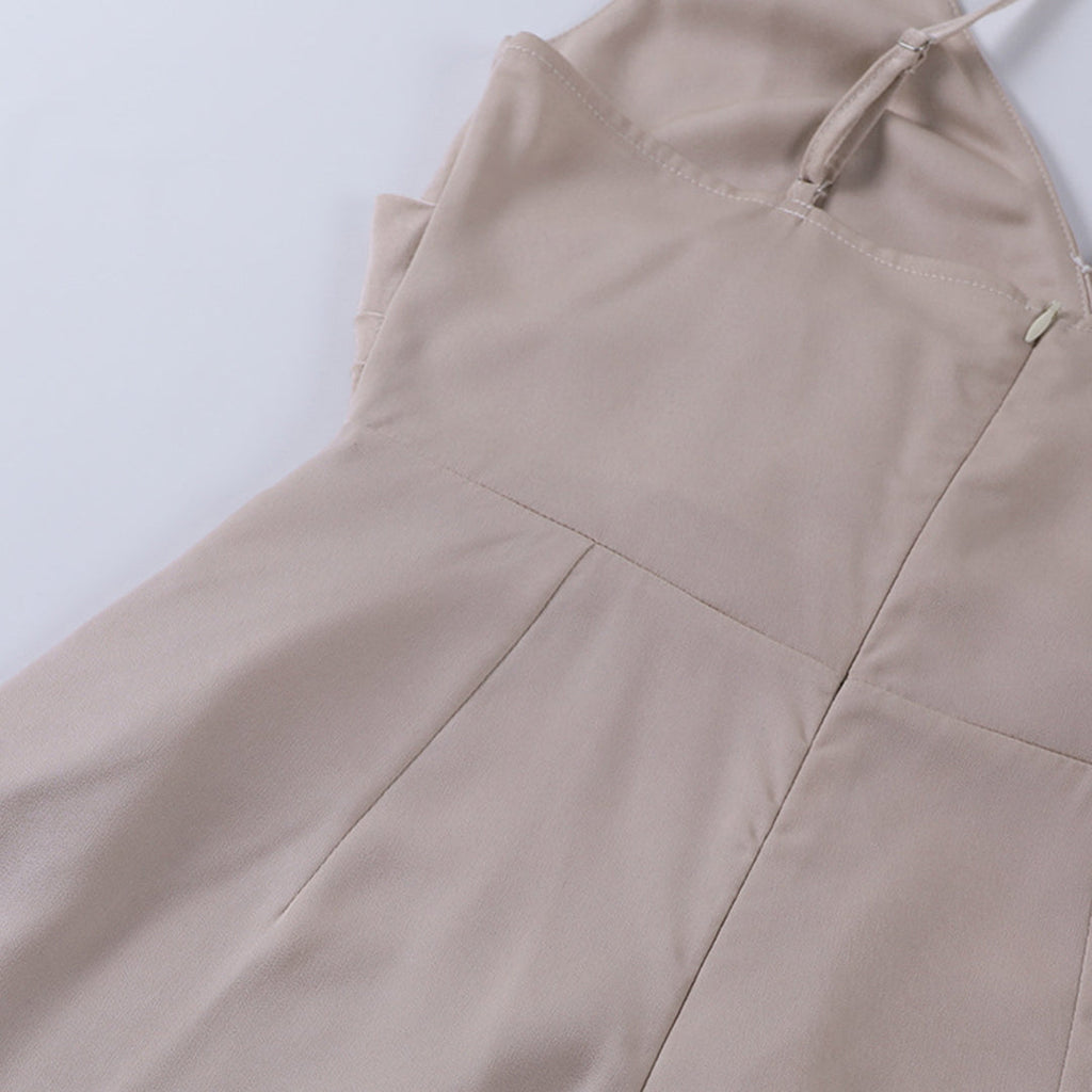 Women's Elegant V-neck Maxi Dress with Pleated Details