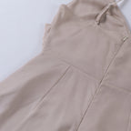 Women's Elegant V-neck Maxi Dress with Pleated Details