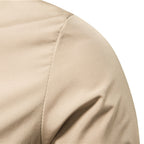 Men's Bomber Jacket with Full Zip Closure and Ribbed Stand Collar