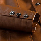 Men’s Tailored Vegan Leather Biker Jacket with Zip Front