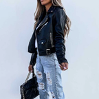 Timeless Leather Biker Jacket with Polished Finish