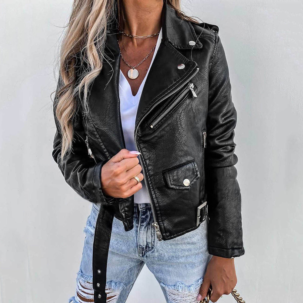 Timeless Leather Biker Jacket with Polished Finish