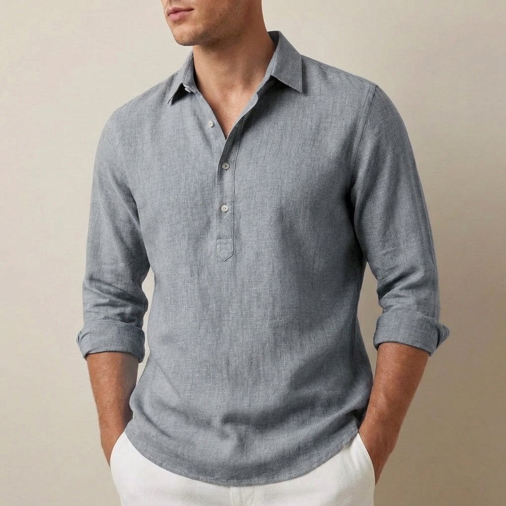 Men's Slim Fit Long Sleeve Collared Shirt for Everyday Wear