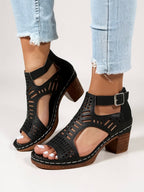 Women’s Cutout Block Heel Sandals for Modern Elegance
