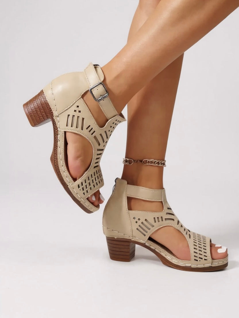 Women’s Cutout Block Heel Sandals for Modern Elegance