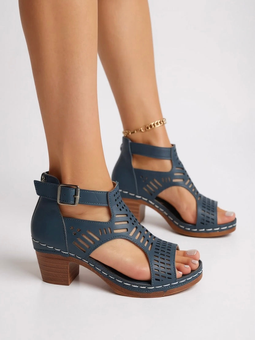 Women’s Cutout Block Heel Sandals for Modern Elegance
