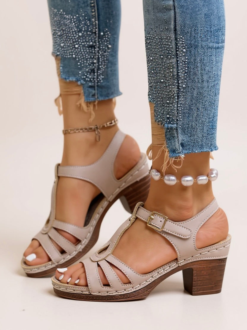 Orthopedic Women's Sandals with Adjustable Straps Block Heel and Cushioned Support