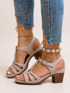 Orthopedic Women's Sandals with Adjustable Straps Block Heel and Cushioned Support