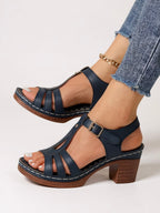 Orthopedic Women's Sandals with Adjustable Straps Block Heel and Cushioned Support