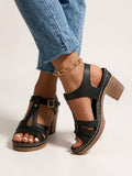 Orthopedic Women's Sandals with Adjustable Straps Block Heel and Cushioned Support