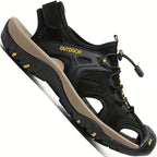 Closed Toe Men's Sandals with Elastic Strap Fastening and Textured Rubber Outsole