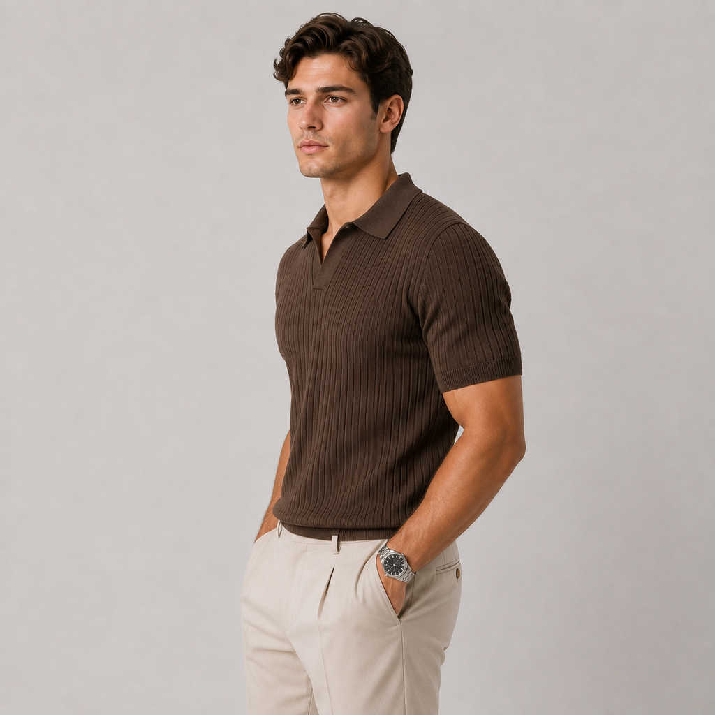 Lightweight Breathable Knit Polo Shirt for Men