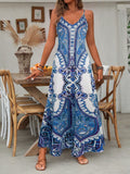 Bohemian V-Neck Maxi Dress with Standard Sleeves