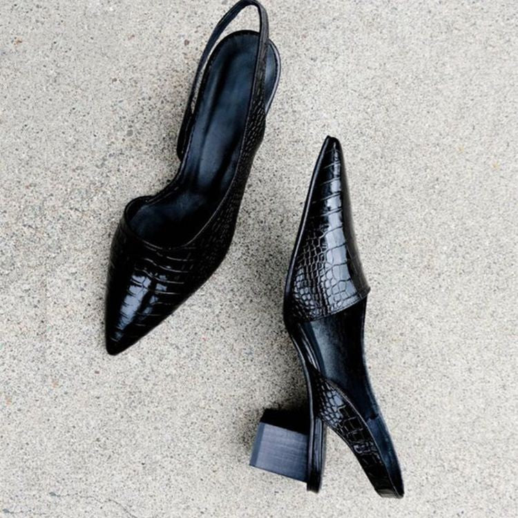 Pointed Toe Slingback Flats for Women with Low Heel Design