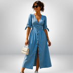 Button-Down Denim Dress for Effortless Style and Comfort