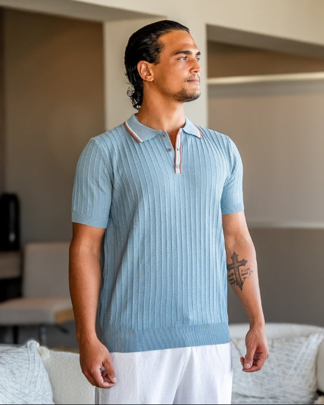 Knit Polo Shirt for Men Lightweight Breathable Smart Casual Style