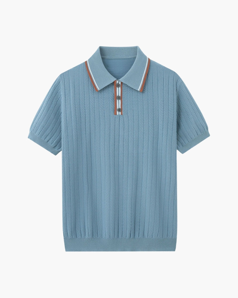 Knit Polo Shirt for Men Lightweight Breathable Smart Casual Style