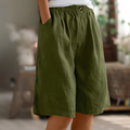 Effortless Linen Shorts with Elastic Waistband and Utility Pockets