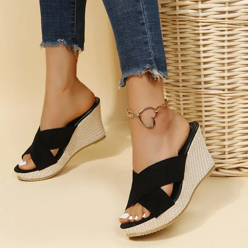 Women's Wedge Sandals with Elegant Strap Detailing