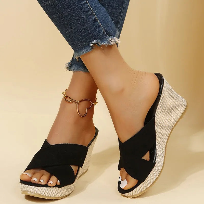 Women's Wedge Sandals with Elegant Strap Detailing