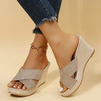 Women's Wedge Sandals with Elegant Strap Detailing