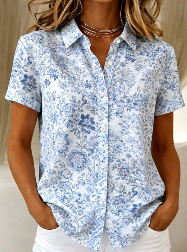 Women's Floral Button-Up Shirt for Everyday Wear