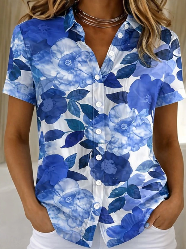 Women's Floral Button-Up Shirt for Everyday Wear