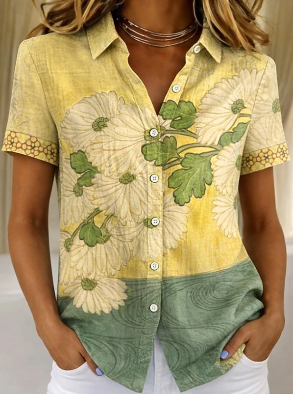 Women's Floral Button-Up Shirt for Everyday Wear