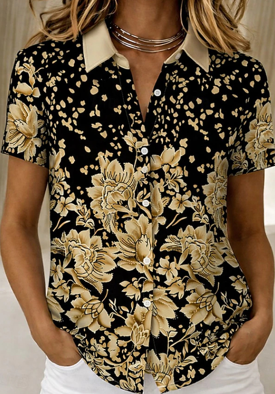 Women's Floral Button-Up Shirt for Everyday Wear