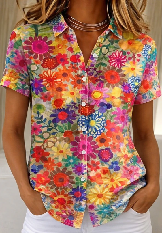 Women's Floral Button-Up Shirt for Everyday Wear