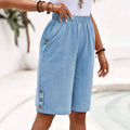 Women's Casual Bermuda Shorts with Elastic Waist and Pockets