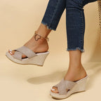 Women's Wedge Sandals with Elegant Strap Detailing