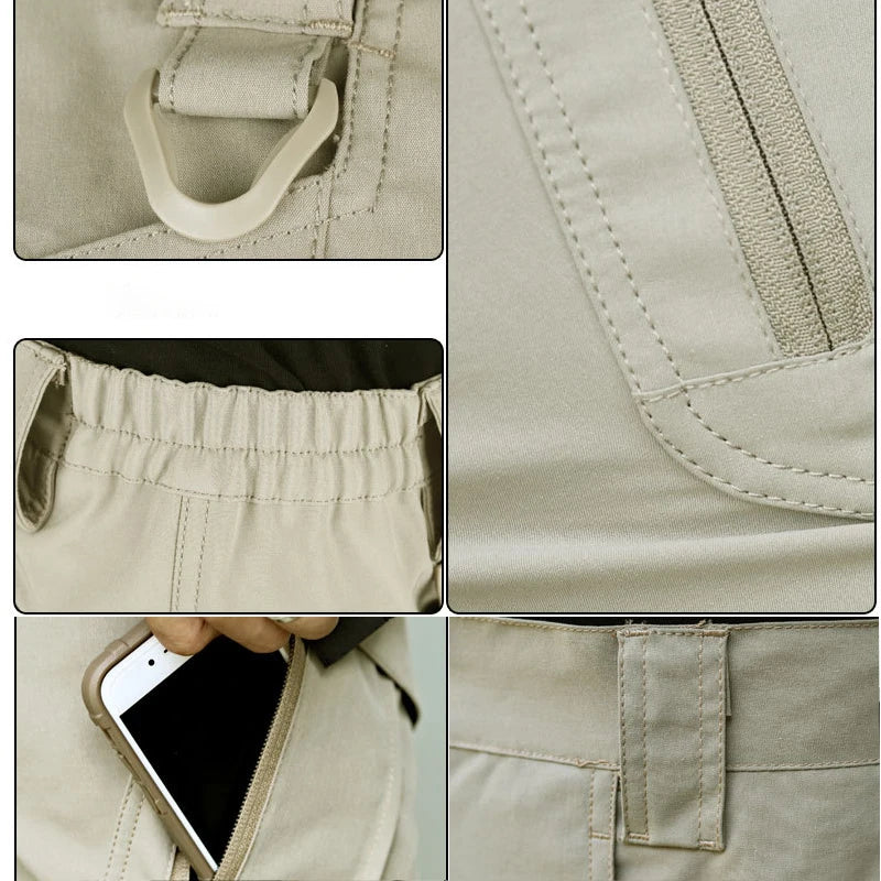 Tactical Cargo Shorts for Men with Adjustable Waistband and Multiple Pockets