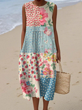 Sleeveless Midi Dress with Relaxed Fit and Versatile Summer Prints